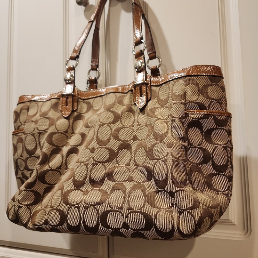 Coach Tan and Brown Signature Tote